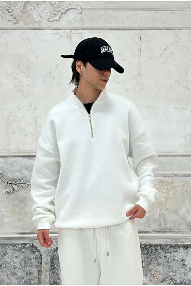 Basic Premium Oversize Half Zipper Sweatshirt - 3