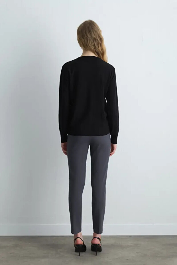 Basic Triko Hırka - Siyah - 4