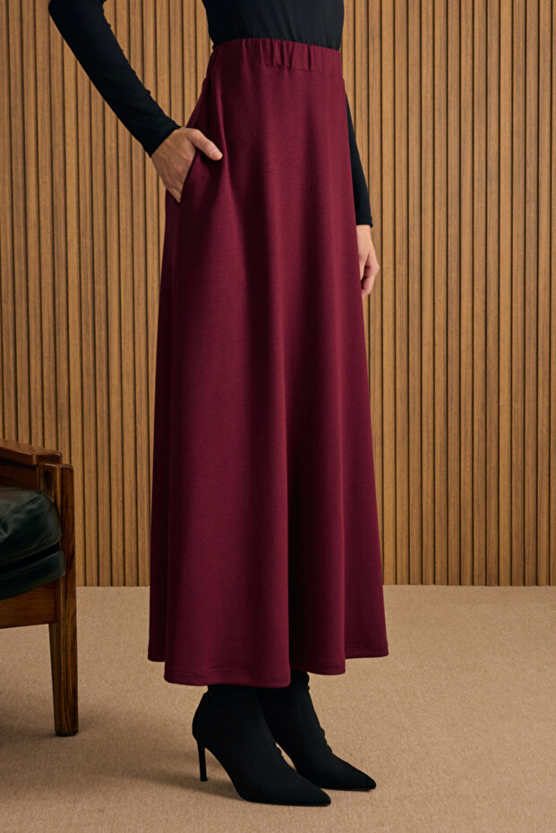 Beli Lastikli Örme Kloş Etek - 5