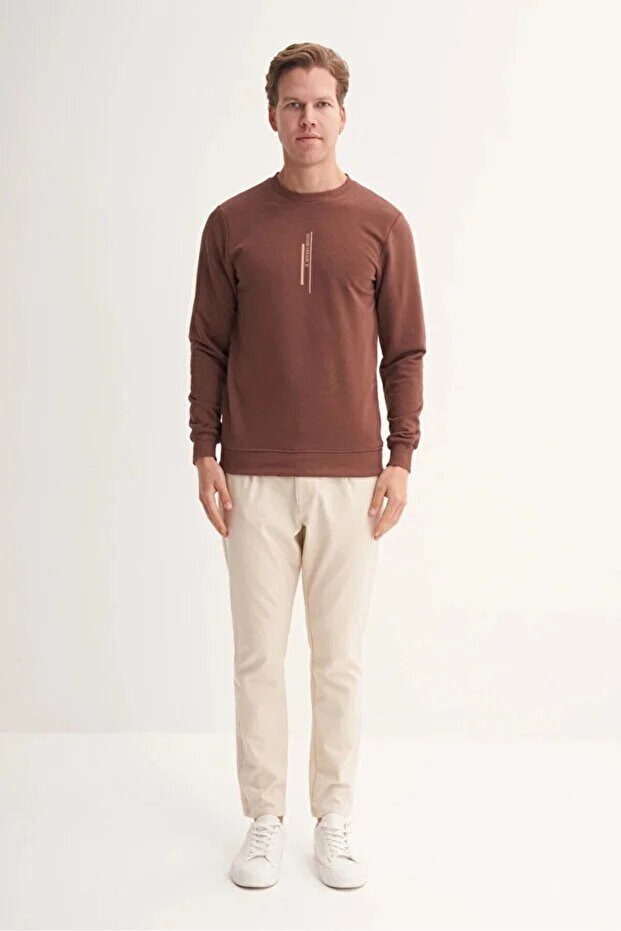 Slim Fit Seasonal 3 Thread Cotton Blended Sweatshirt-54185