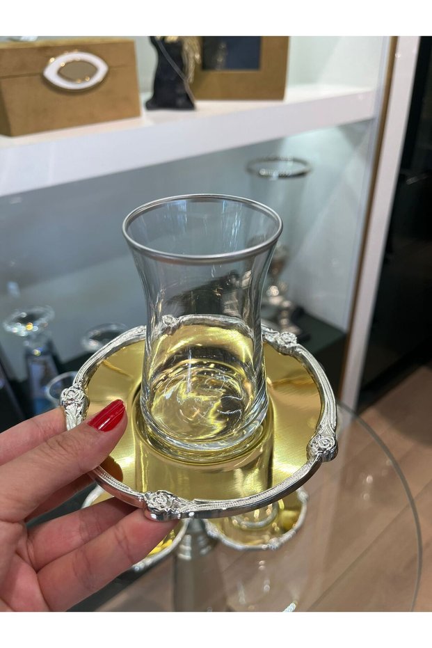 Gold Silver Detailled Tea Set for 6 Person