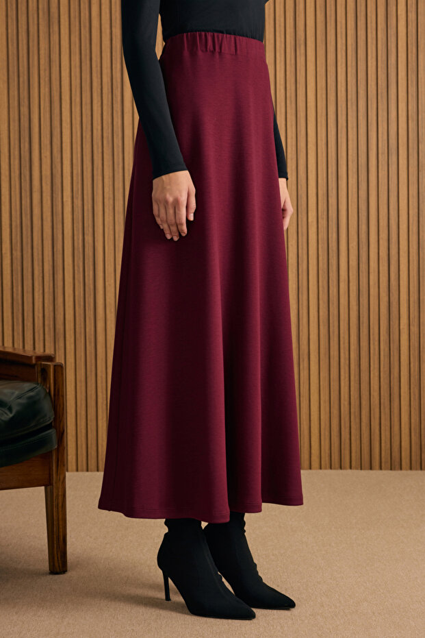 Beli Lastikli Örme Kloş Etek - 4