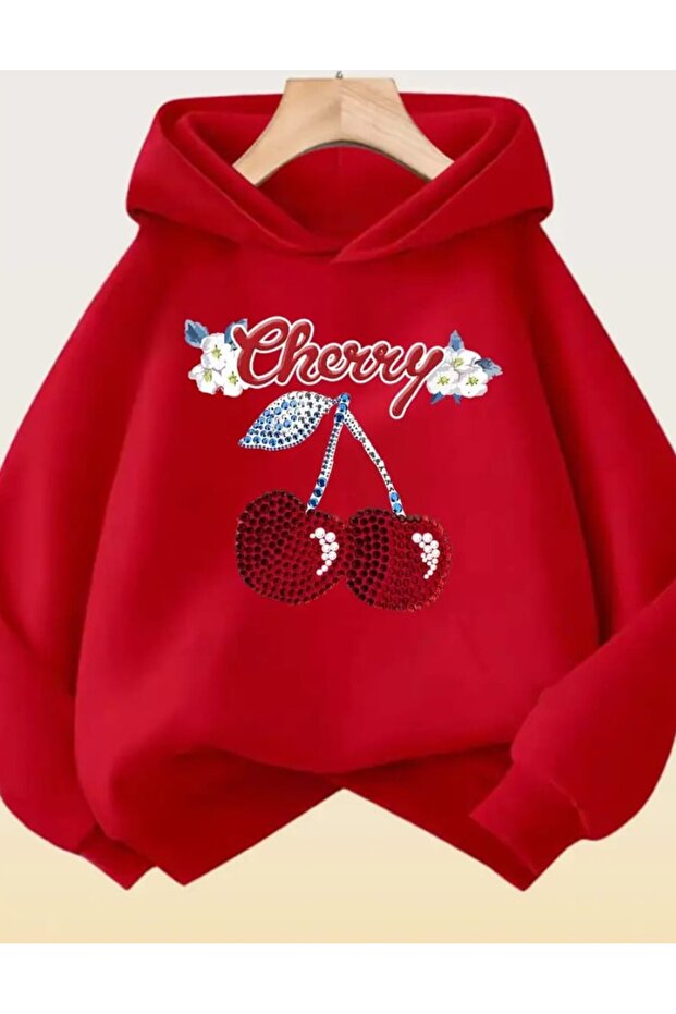 Women's'Cherry' Letter Hoodie