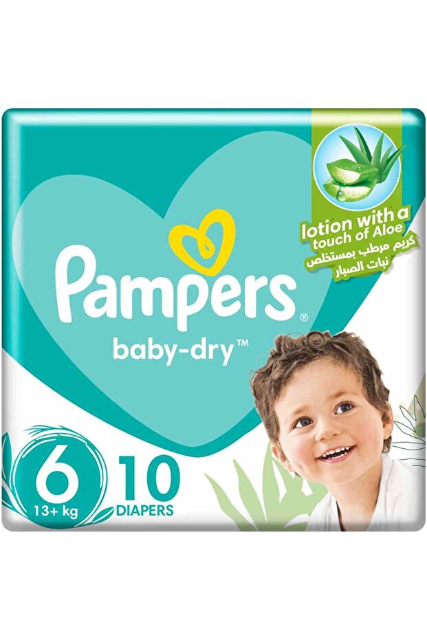 Baby-Dry Aloe Vera Injected Basic Taped Baby Diapers Size 6 (10 Count)