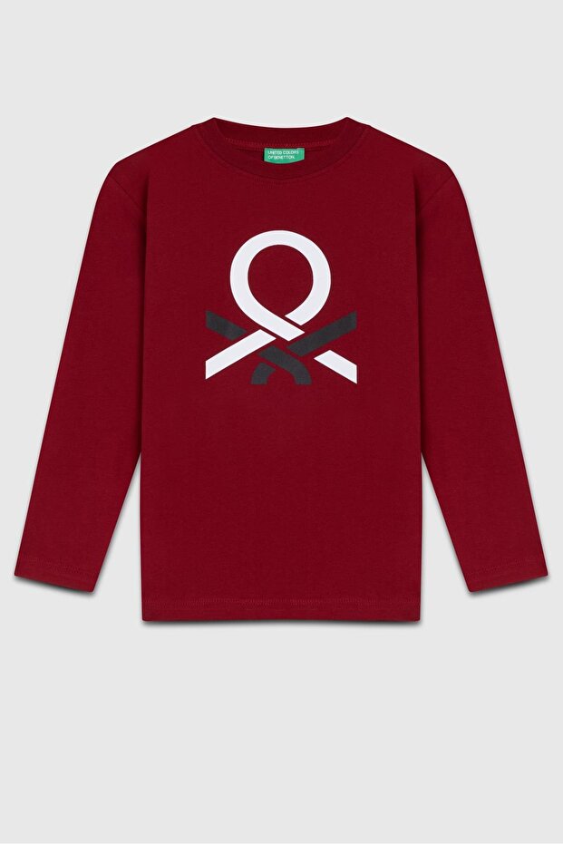 Boy's Printed Sweatshirt 6-14 Years Old Burgundy