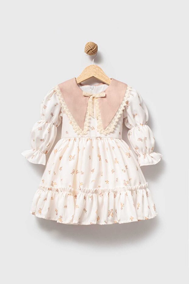 Collar Detailed Girls' Lined Dress