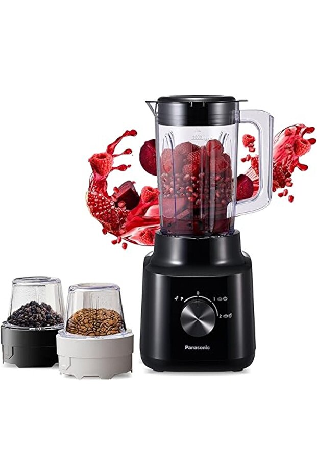 Panasonic 450w motor blender, curved stainless steel blade for smooth blending, 1.45L plastic jug fo