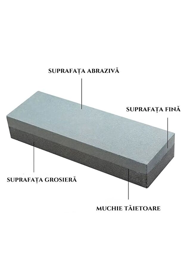 Knife Sharpening Stone with Two Sides, Coarse and Fine Surface, Cutting Edge, Cribeau, 20x5x2.5 cm, - 2