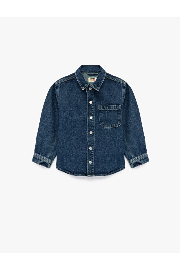 Cotton Pocket Detailed Long Sleeve Jean Jacket