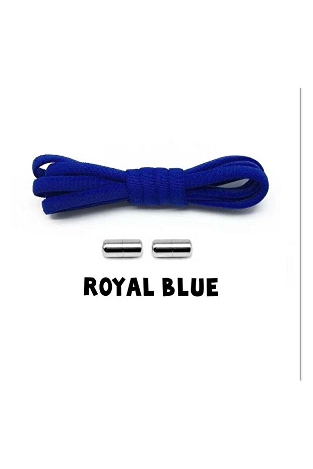 Elastic No Tie Shoe Lace Pair (Royal Blue Lace with Silver Cap)