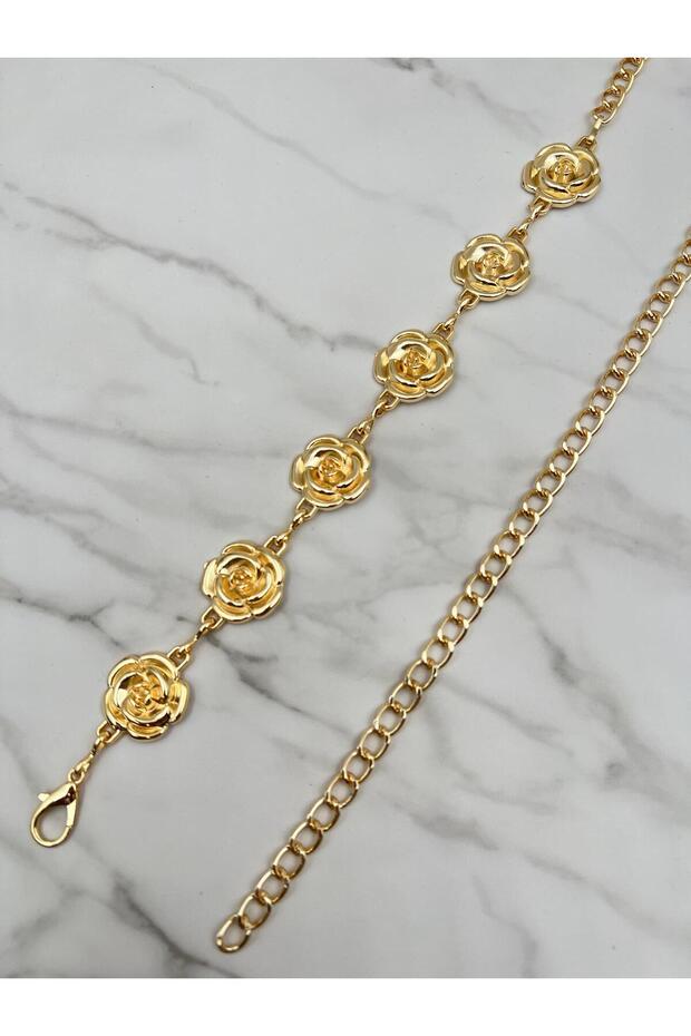 Rose Pattern Women's Belt, Chain Belt, Waist Belt, Trouser Belt, Coat Belt,