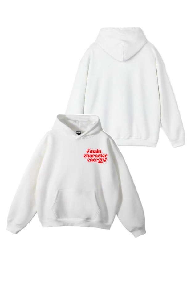 New Season Main Character Energy Printed 3-Ply Cotton Hooded Sweatshirt