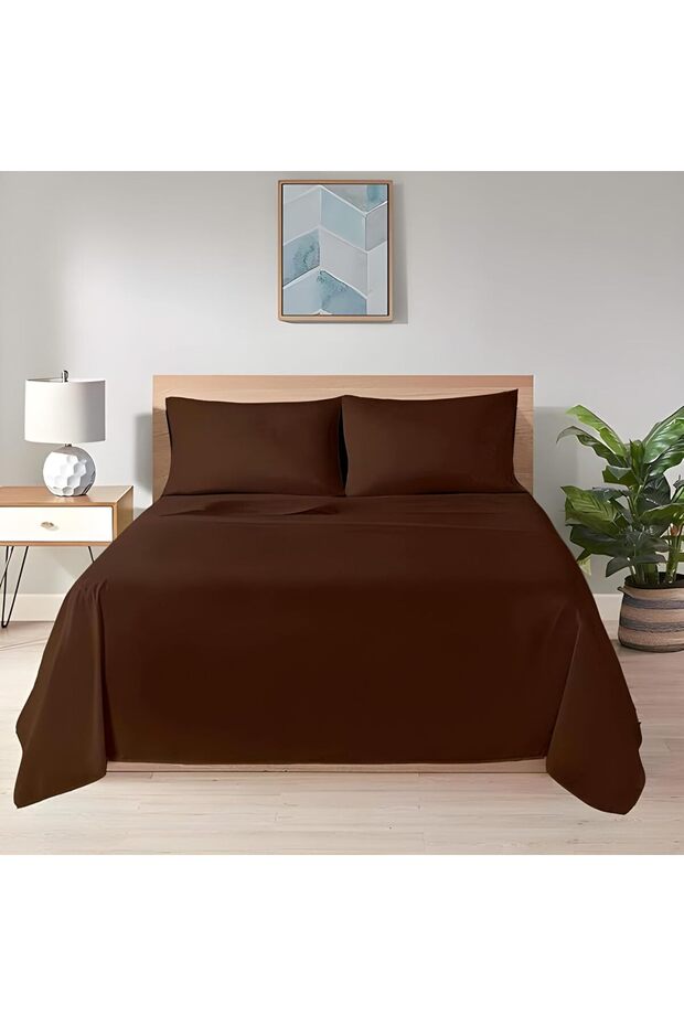 Soft & Durable Cotton Blend Flat Bed Sheet | 178x254cm | 220 Thread Count | Solid Pattern Single Fla