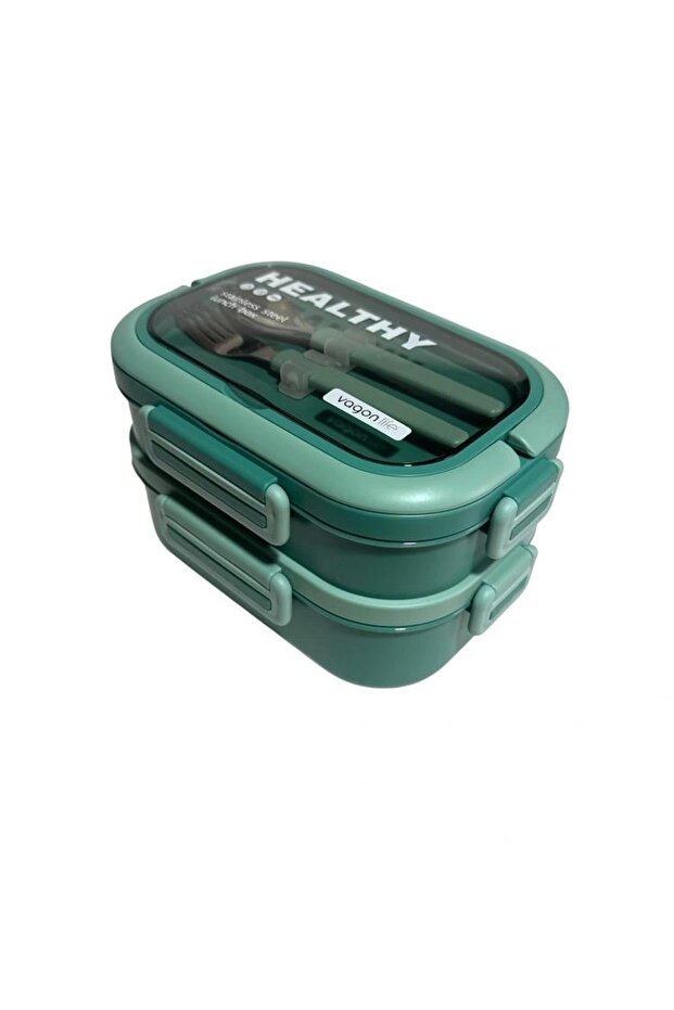 Steel Lunch Box 2 Layers Lunch Box 1330ml - Vgn6715 Green