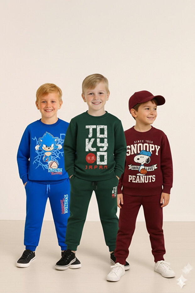 Boys' Winter Swatshirt Tracksuit Set (3-Piece Set)