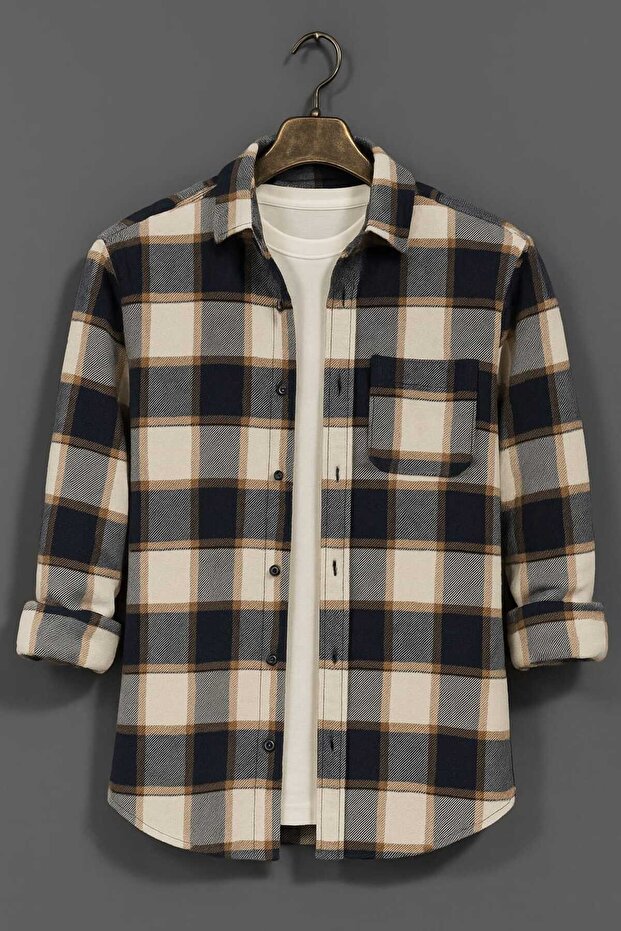 Large Size Oversized Plaid Lumberjack Shirt with Pockets