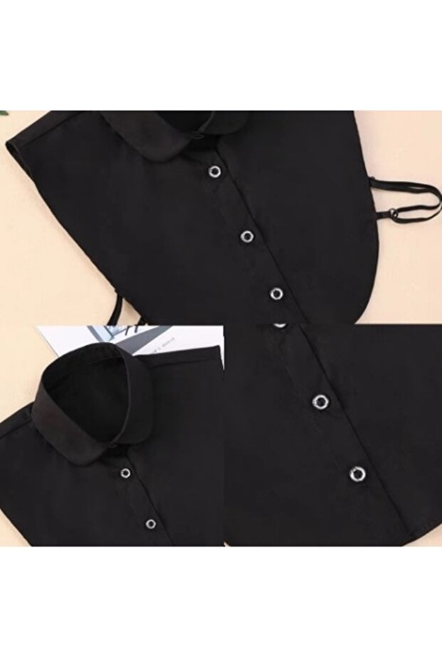 False shirt collar, removable, simple rounded pattern, Black - 5