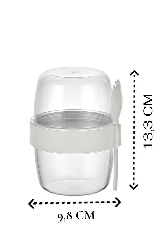 Diet and Yogurt Container with Spoon and Fork Oatmeal Muesli Snack Diet Storage Container (300ml + 300ml) - 6