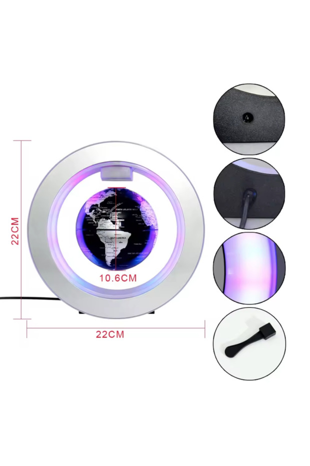 Black floating round globe - 2