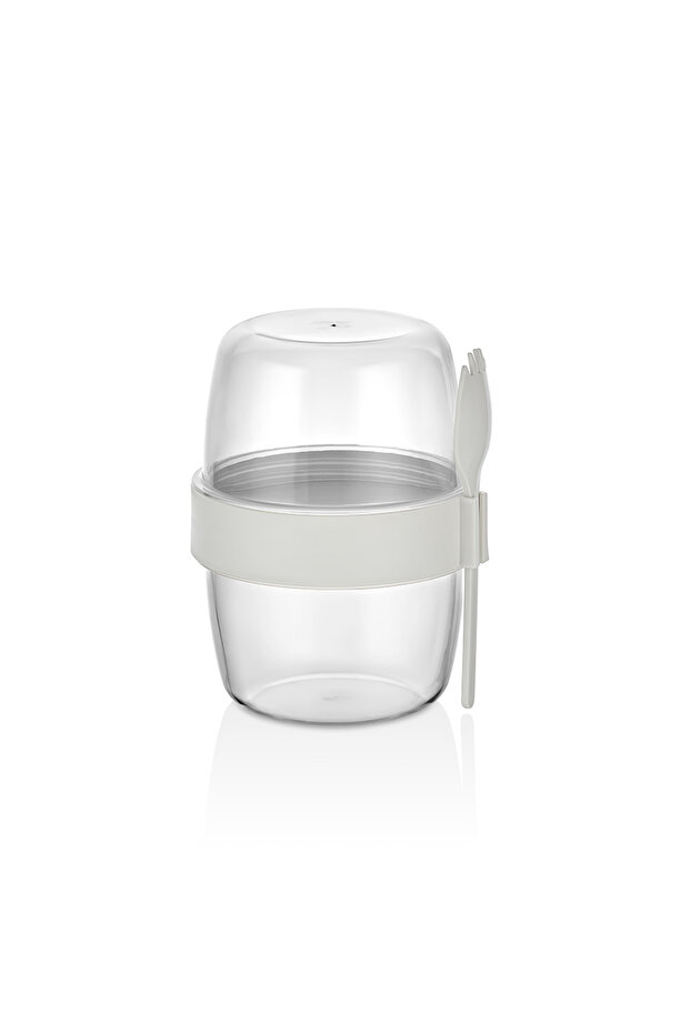 Diet and Yogurt Container with Spoon and Fork Oatmeal Muesli Snack Diet Storage Container (300ml + 300ml) - 4