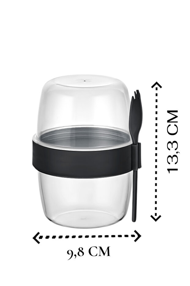 Diet and Yogurt Container with Spoon and Fork Oatmeal Muesli Snack Diet Storage Container (300ml + 300ml) - 7