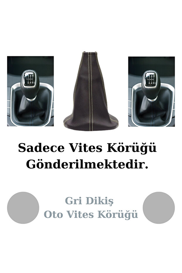 Special Ford Kuga Compatible Vehicle, Automatic Gear Shift Boot Gray Stitching - 5