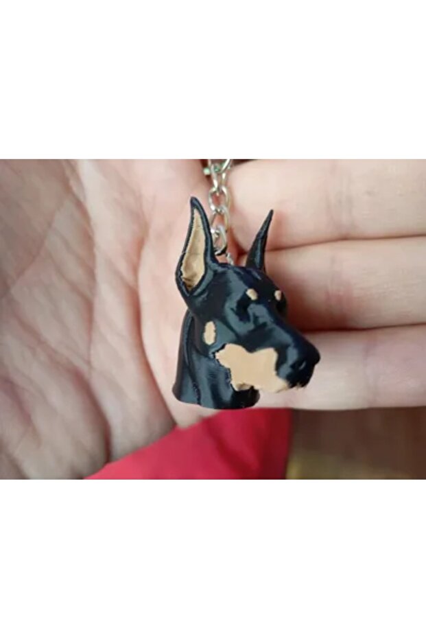 Doberman Head Keychain