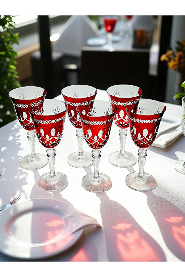 Colorful Cut Crystal Glass Set of 6 Glasses