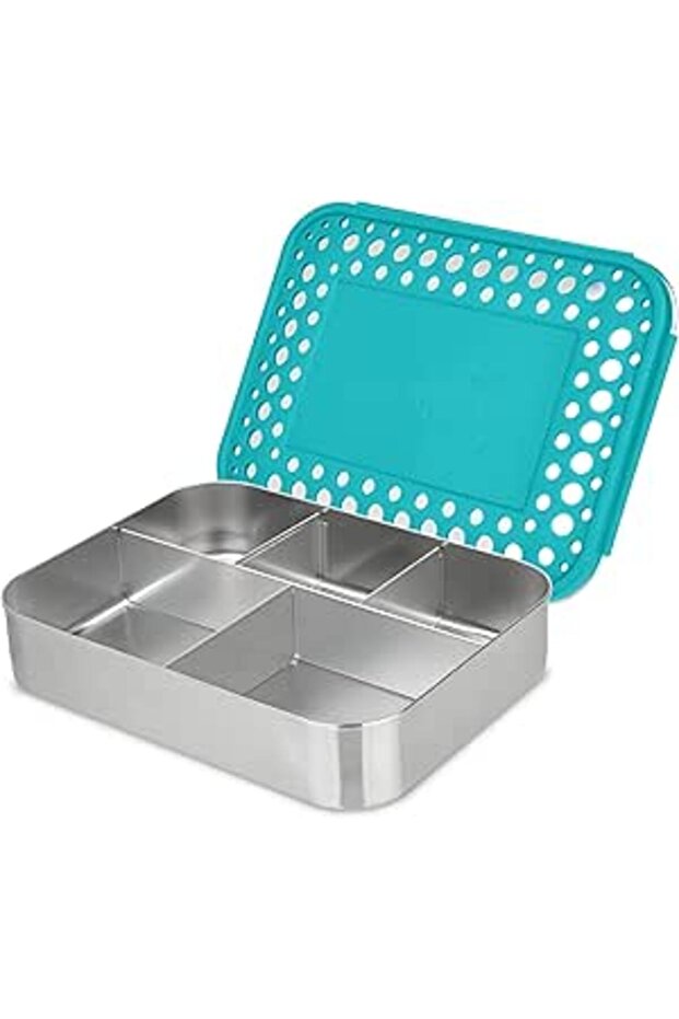 LunchBots Large Cinco Stainless Steel Lunch Container - Five Section Design Holds a Variety of Foods