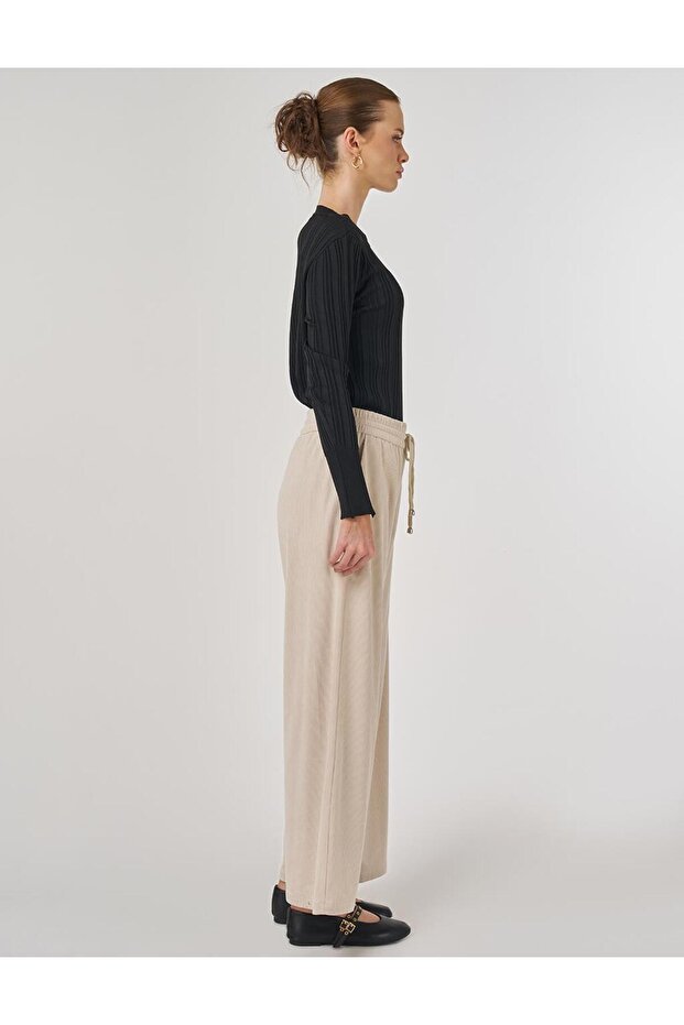 Rahat Kesim Kadife Pantolon Taş - 5