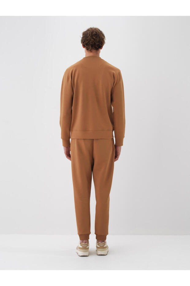 Erkek Camel Pamuklu Basıc Sweatshirt - 4
