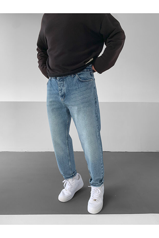 Blue Washed Distressed Boyfriend Jeans