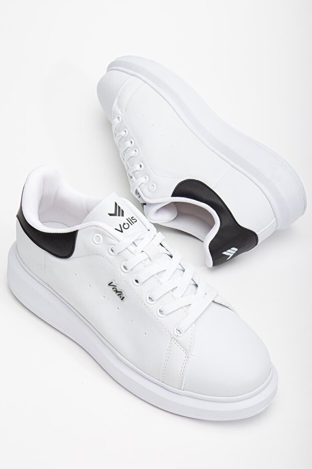 Unisex Sneakers White High Sole Lightweight Synthetic Leather