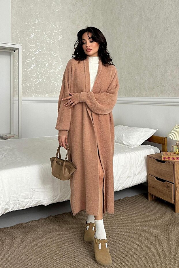 Camel Bearded Long Cardigan
