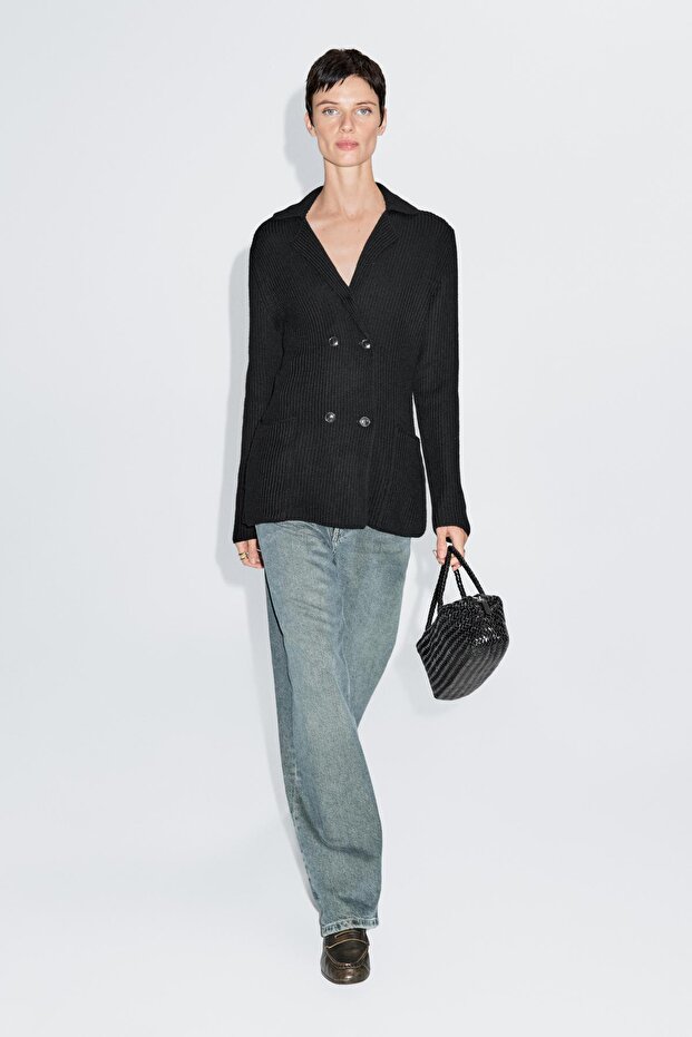 %100 yün kruvaze hırka - 1