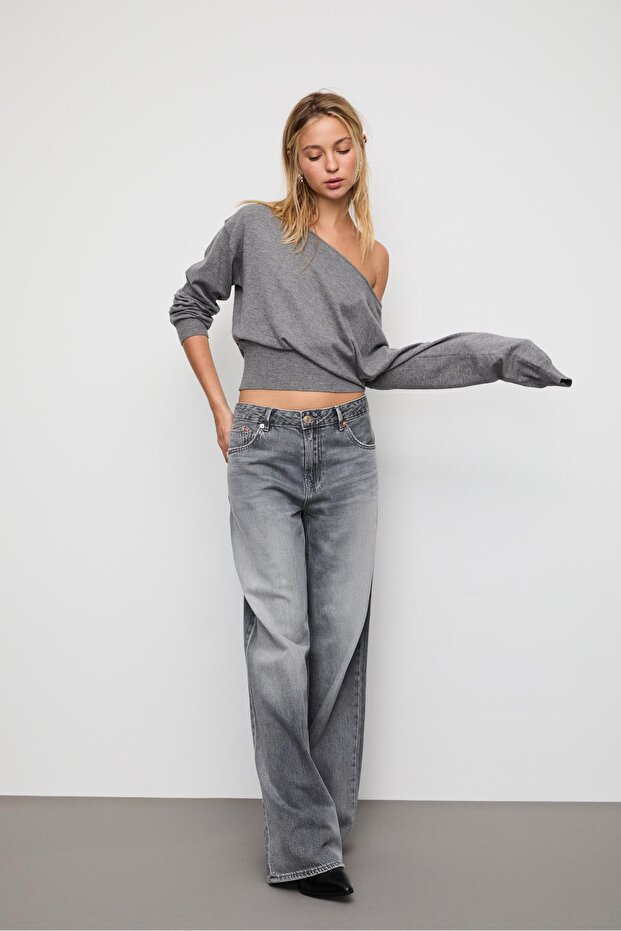 Geniş yaka triko kazak - 1