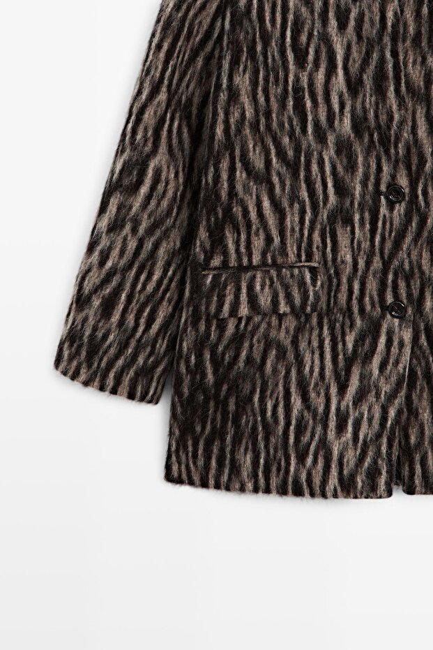 Yılan desenli yün kaban - 7