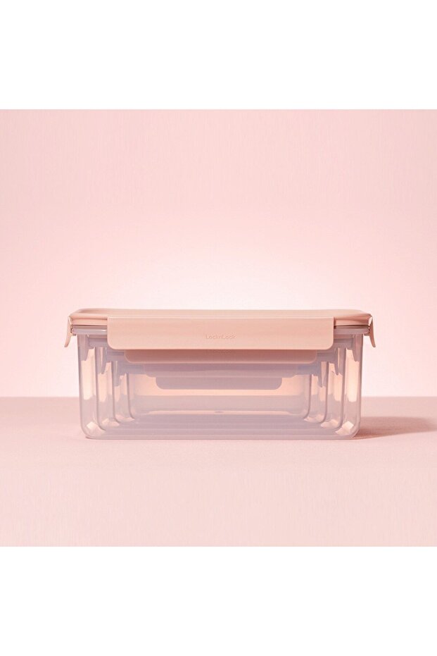علبة طعام مستطيلة كلاسيك بلس سعة 910 مل - وردي، قفل من 4 جوانب، قابلة للتكديس ومقاومة للتسرب - 5