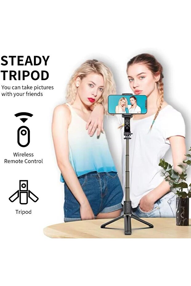 Q08 3-in-1 Selfie Stick with Gimbal, Hidden Tripod and Bluetooth Remote Control - 3