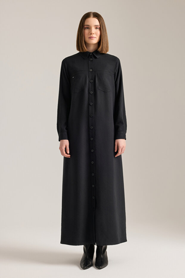 Önden Düğmeli Modal Gömlek Elbise - 2
