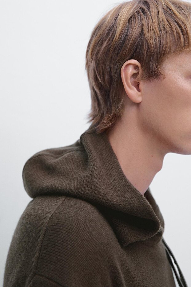 Kapüşonlu triko kazak - 4