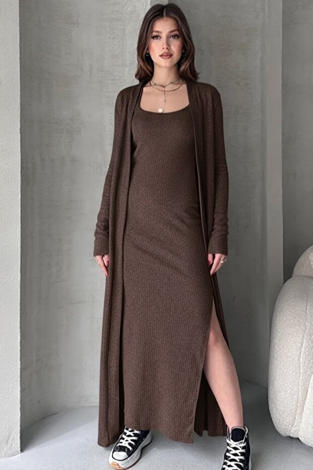 Long Cardigan Long Dress Two-Piece Set