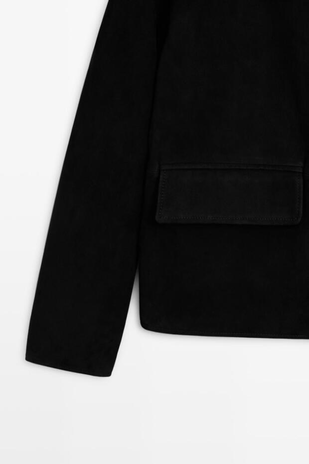Fermuarlı süet deri ceket - 7