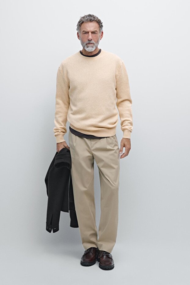 Yün karışımlı bisiklet yaka kazak - 1