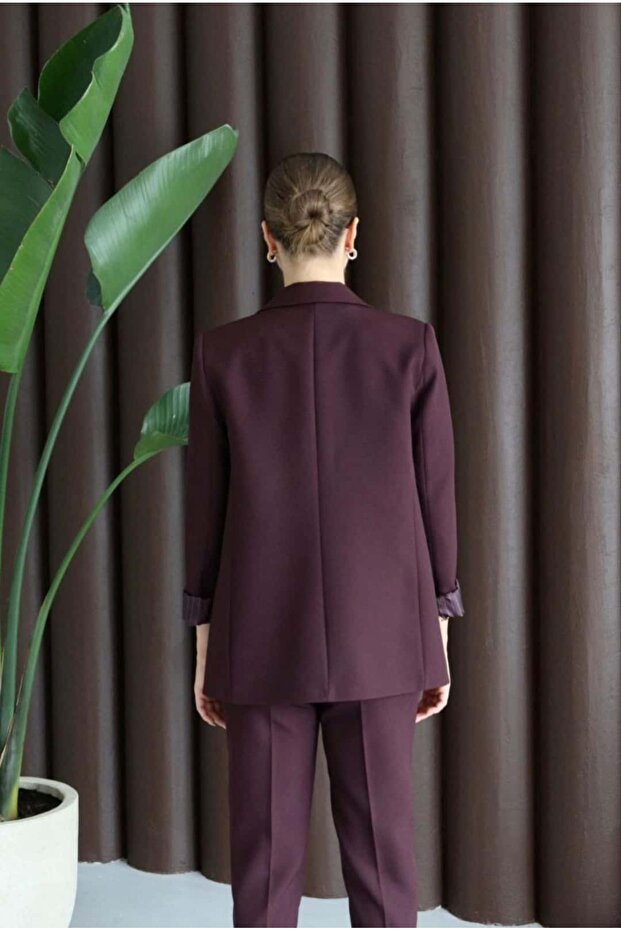 Patterned Cuffed Blazer Jacket - 4