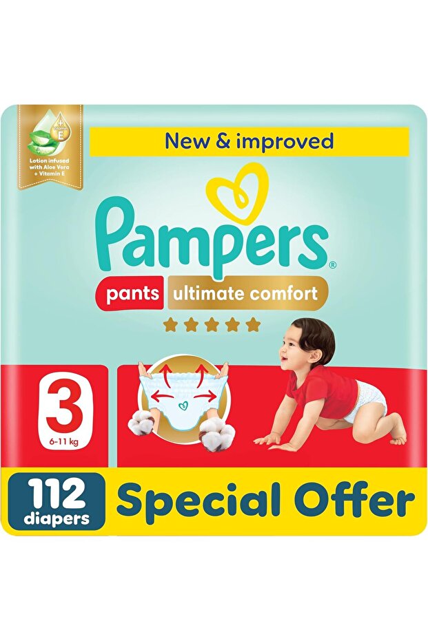 Ultimate Comfort Culotte Pants Diapers Size 3, 6-11kg SSP 112 Count