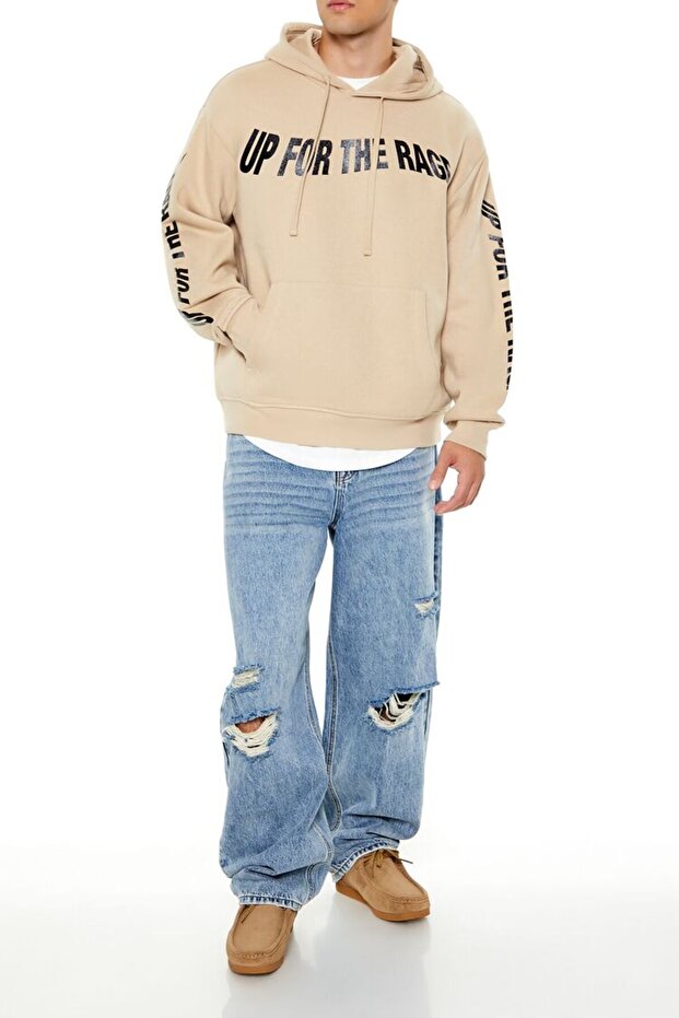 Baskılı Kapüşonlu Sweatshirt - 4