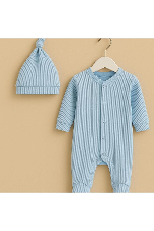 100% Cotton Baby Sleeping Bag with Booties Unisex Baby Romper Blue Romper