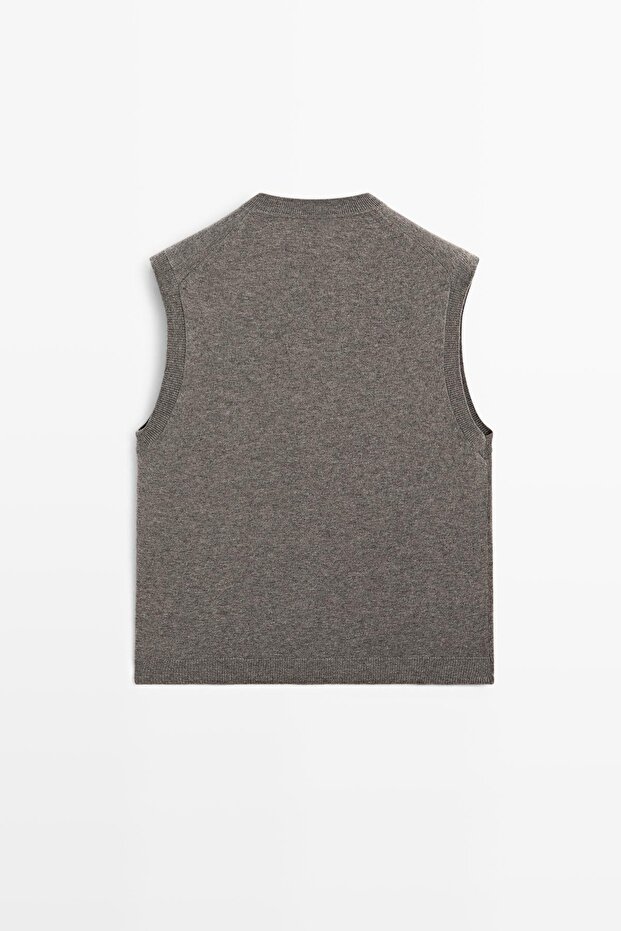 Yün karışımlı V yaka süveter - 8