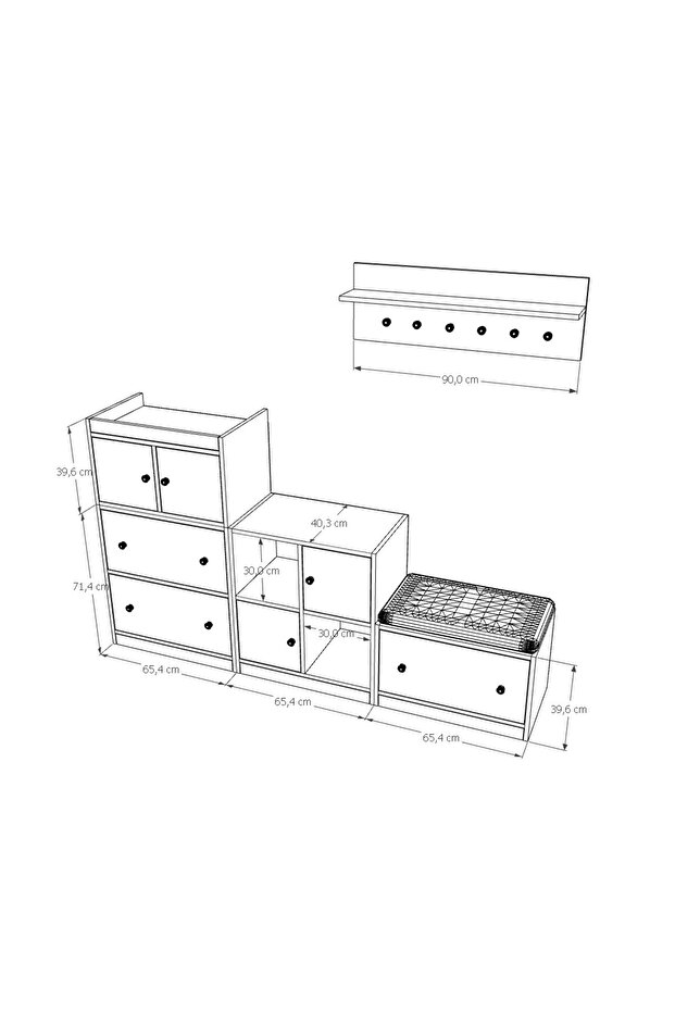 Çok Amaçlı ve Çok Fonksiyonlu Modern 7 Kapaklı Askılıklı ve Puflu Ayakkabılık - 4